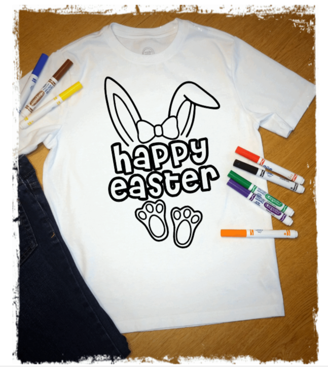 Youth - Coloring Happy Easter Bunny with Bow tshirt